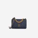 Chanel 19 Wallet On Chain Denim Dark Blue Front | Sell your designer bag