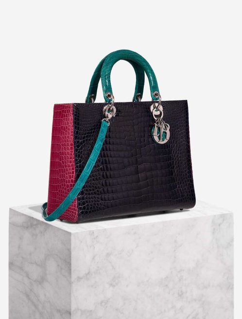 Dior Lady Large Crocodile Pink / Purple / Turquoise Front | Sell your designer bag