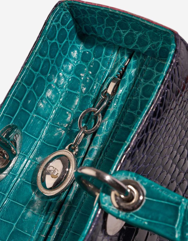 Dior Lady Large Crocodile Pink / Purple / Turquoise Closing System | Sell your designer bag