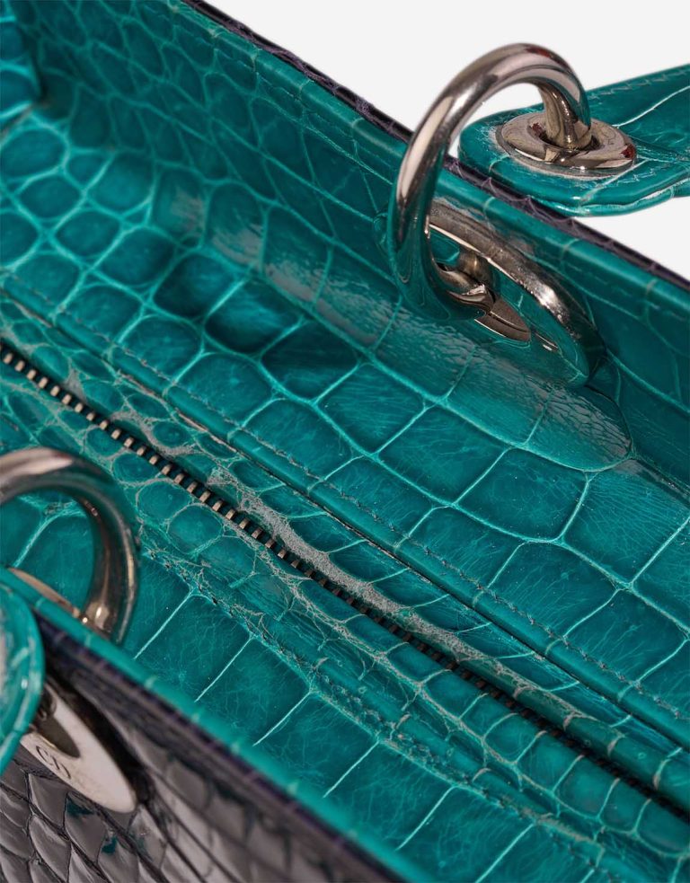 Dior Lady Large Crocodile Pink / Purple / Turquoise Signs of wear | Sell your designer bag