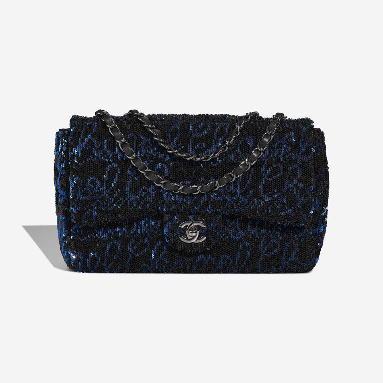 Chanel Timeless Medium Sequins Black / Blue Front | Sell your designer bag