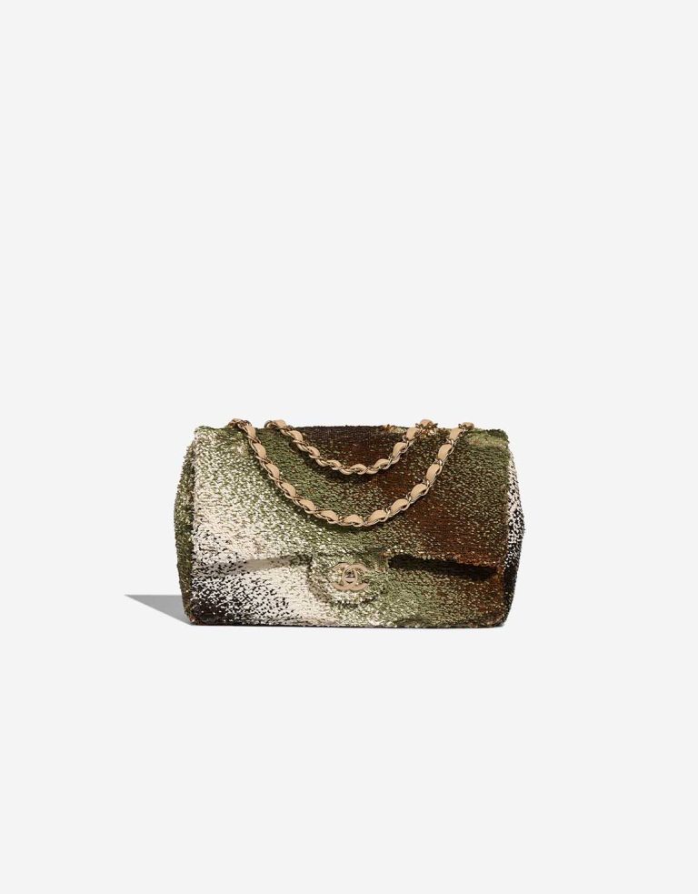 Chanel Timeless Medium Sequins Beige / Green / Gold Front | Sell your designer bag