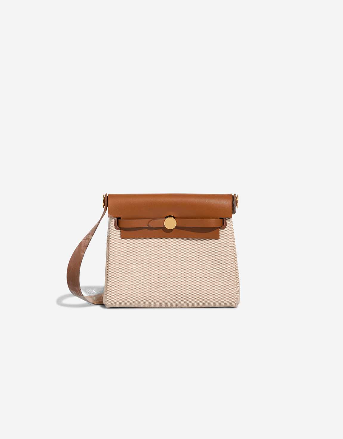 HERMES 25S MINI HERBAG 20 IN BEIGE AND BLACK CANVAS SILVER HARDWARE