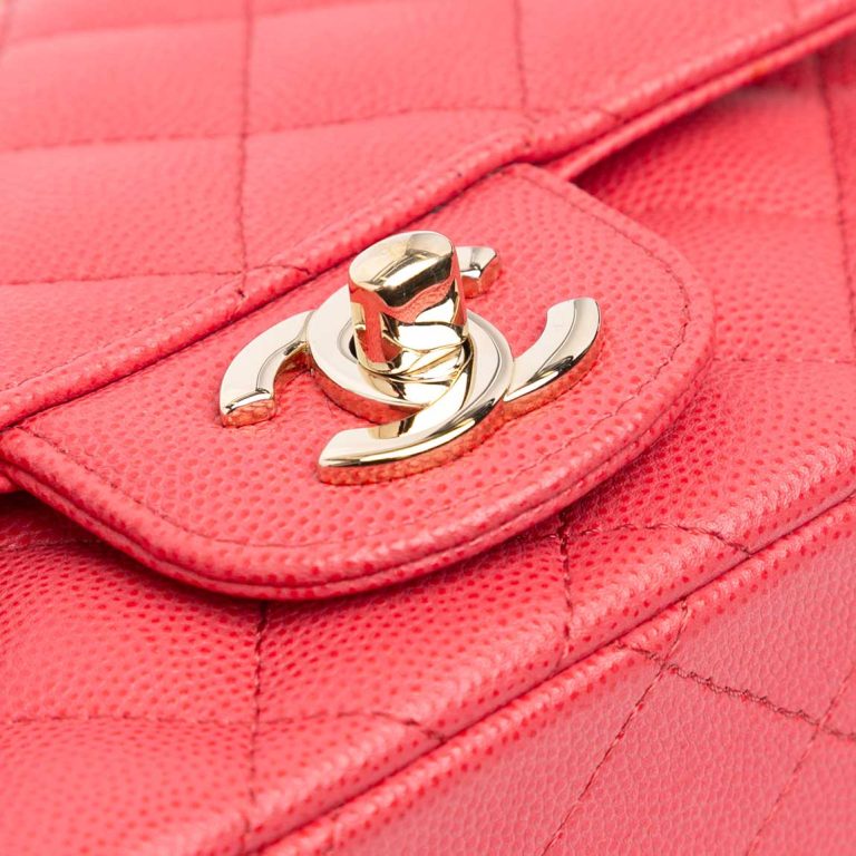 Chanel Timeless Mini Square Caviar Coral Closing System | Sell your designer bag