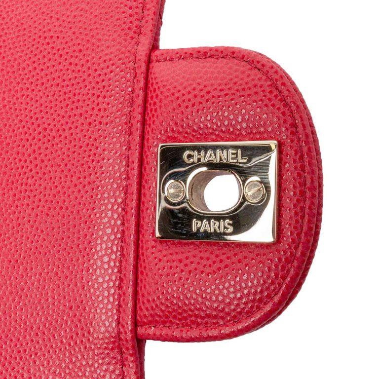 Chanel Timeless Mini Square Caviar Coral Signs of wear | Sell your designer bag