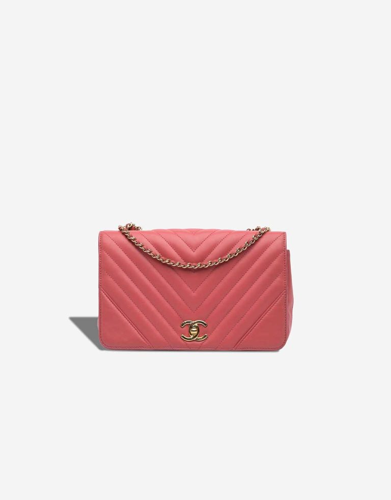 Chanel Chevron Statement Flap Medium Lamb Pink Front | Sell your designer bag