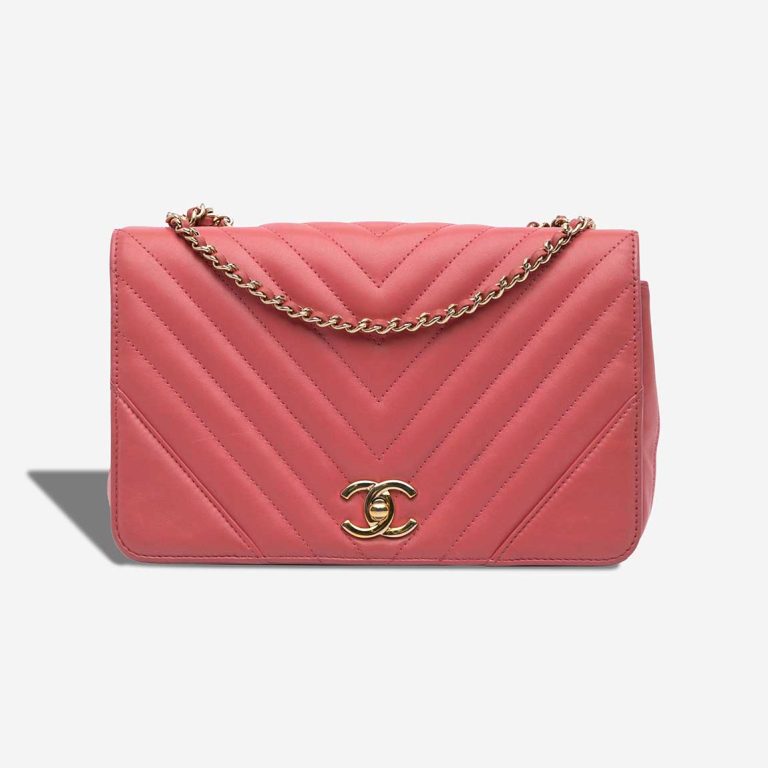 Chanel Chevron Statement Flap Medium Lamb Pink Front | Sell your designer bag