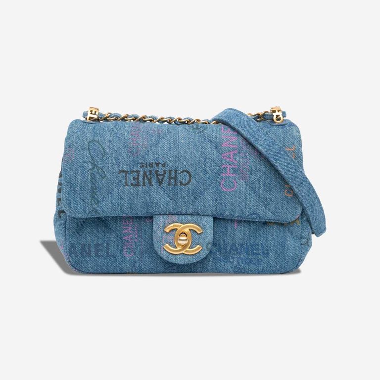 Chanel Mood Flap Bag Mini Rectangular Denim Blue / Multicolour Front | Sell your designer bag