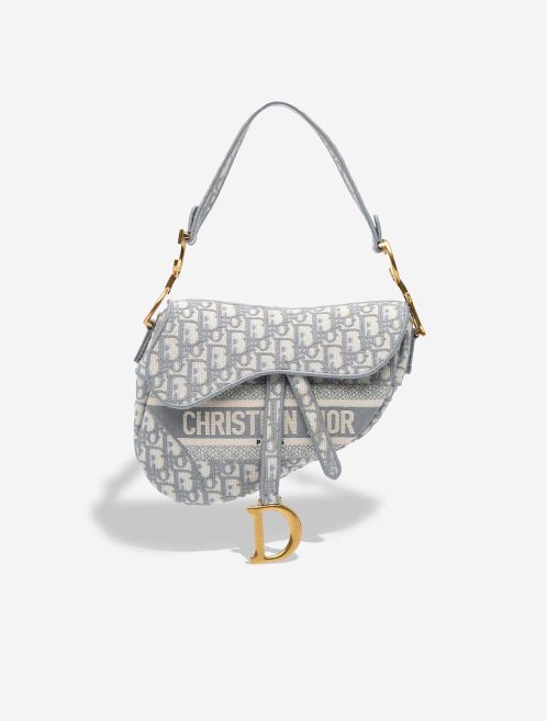 Dior Saddle Medium Oblique Canvas Grey Front | Sell your designer bag